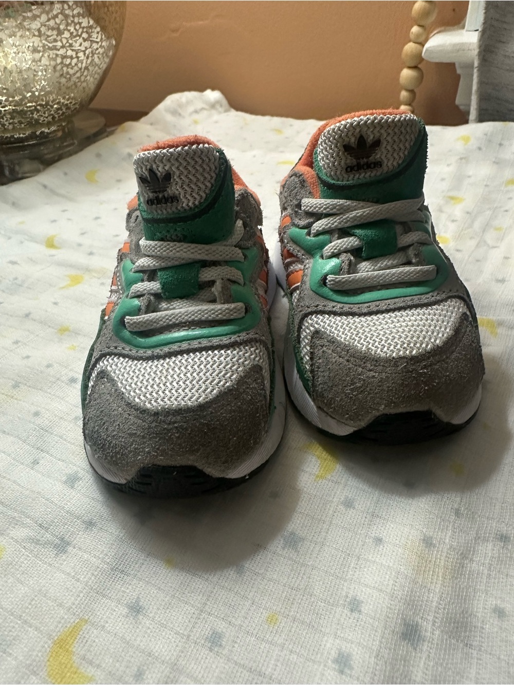 adidas Kids Green, Gray & Orange Athletic Sneakers